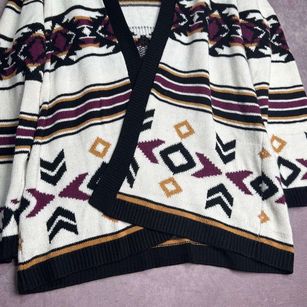 Wrangler Retro Womens Hooded Cardigan Sweater Southwestern Geometric Purple L - Picture 3 of 10